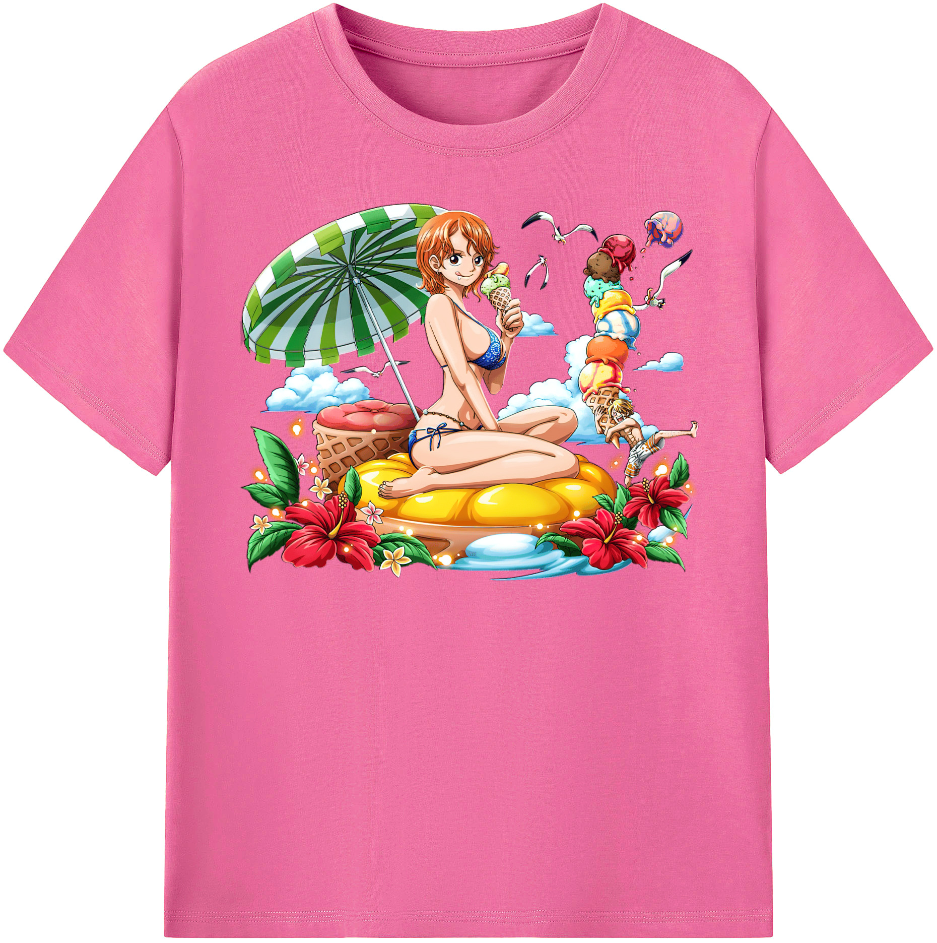 （画像用） ワンピース ナミ ONE PIECE Nami レディースカジュアルプリントTシャツ（綿100％）